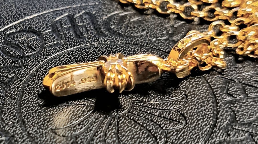 クロムハーツ CHクロス ベビーファットチャーム 1p×ロールチェーン 22K