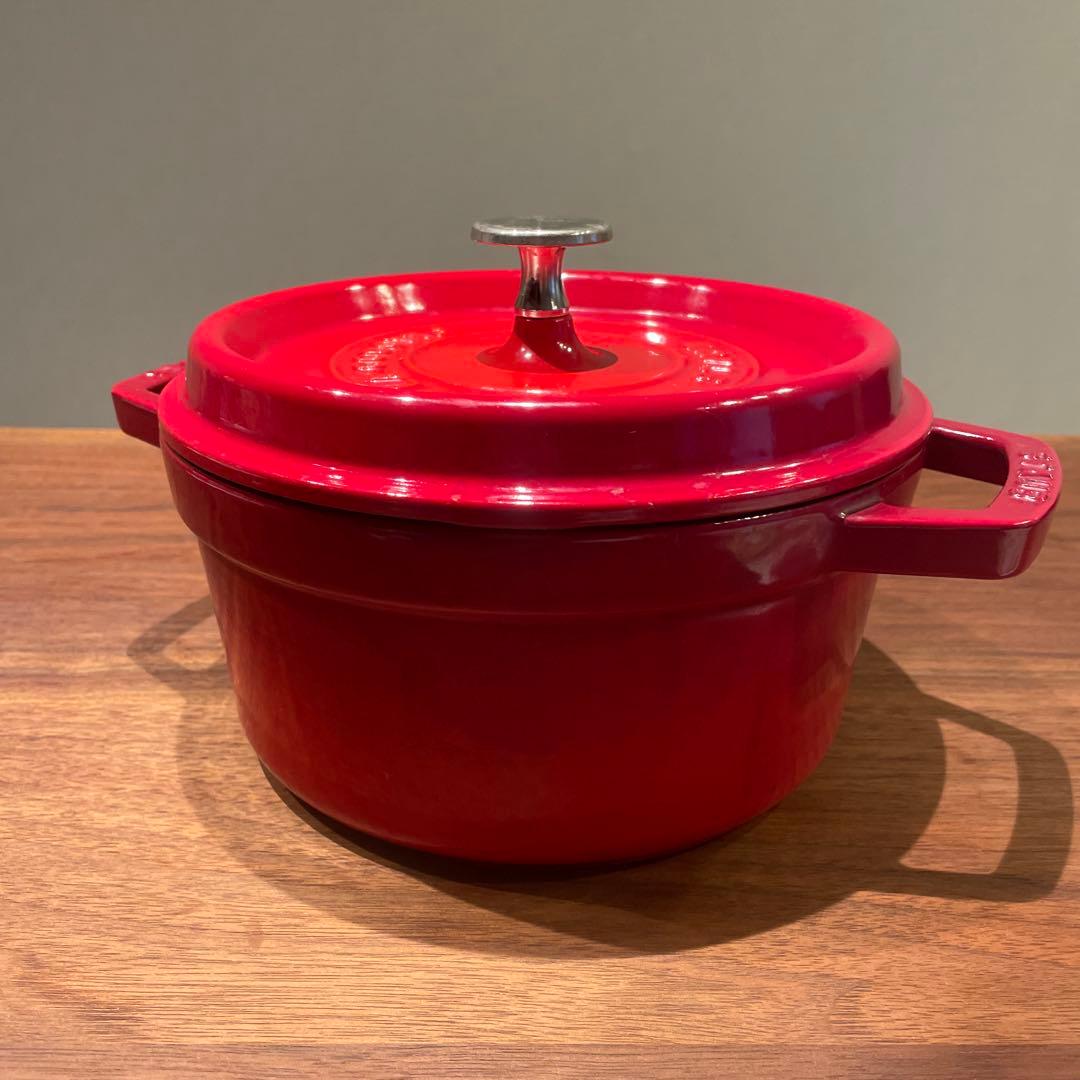 【花】STAUB ストウブ レッド 20cm 両手鍋