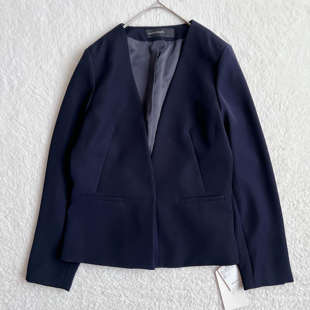 タグ付✨ノーリーズ ノーカラージャケット パンツスーツ セットアップ ネイビー