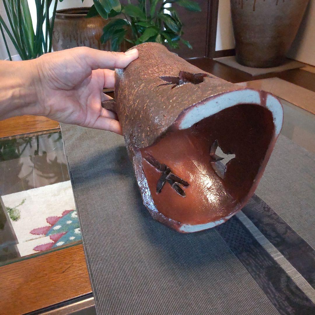 秋の灯り　備前焼　ライト付き