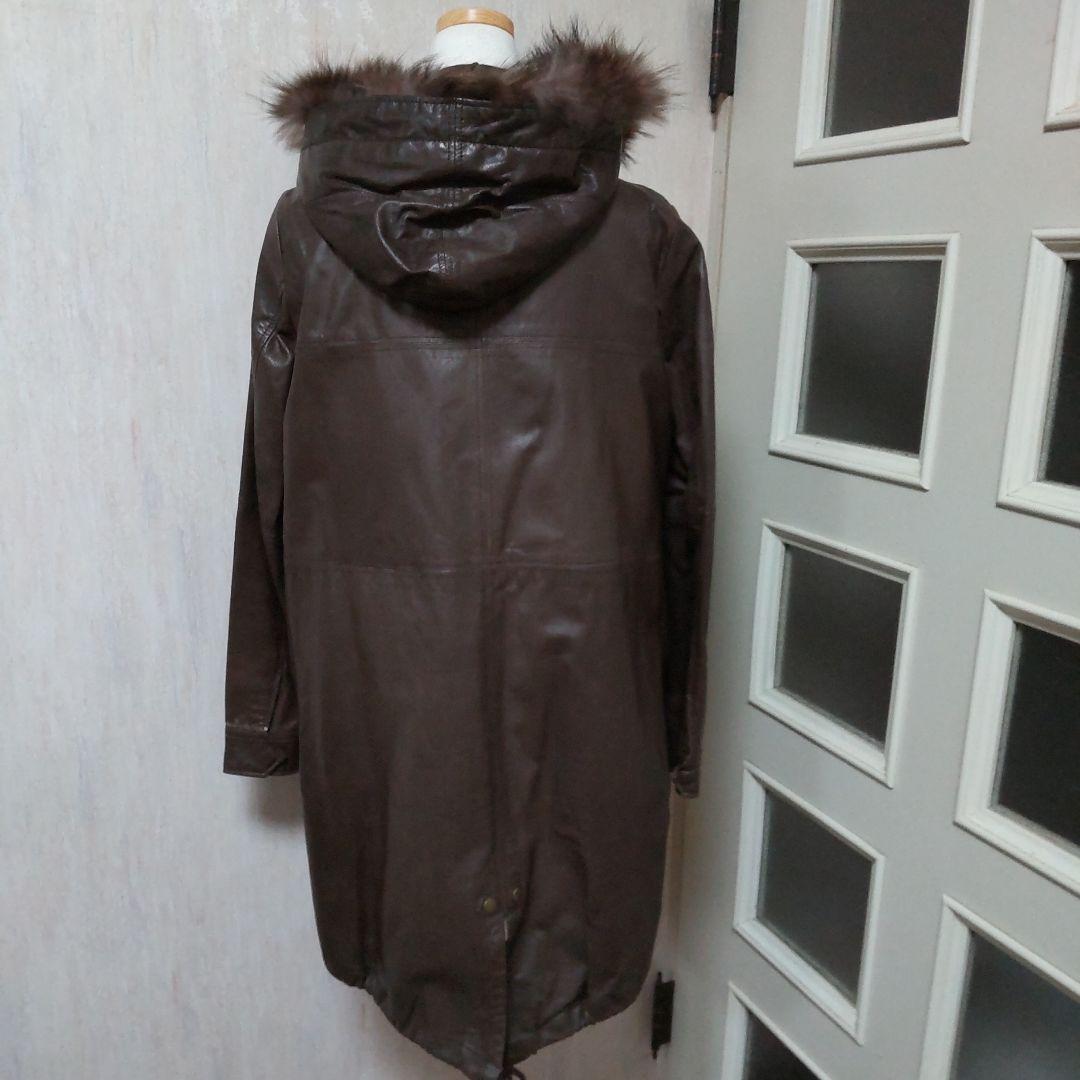 ■新品 ブラウン色の羊革ハーフコート　38