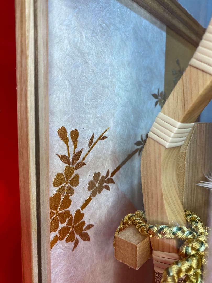 平安豊久　破魔弓　白木　アクリルケース・間口約２４×奥行約２０×高さ約３５㎝