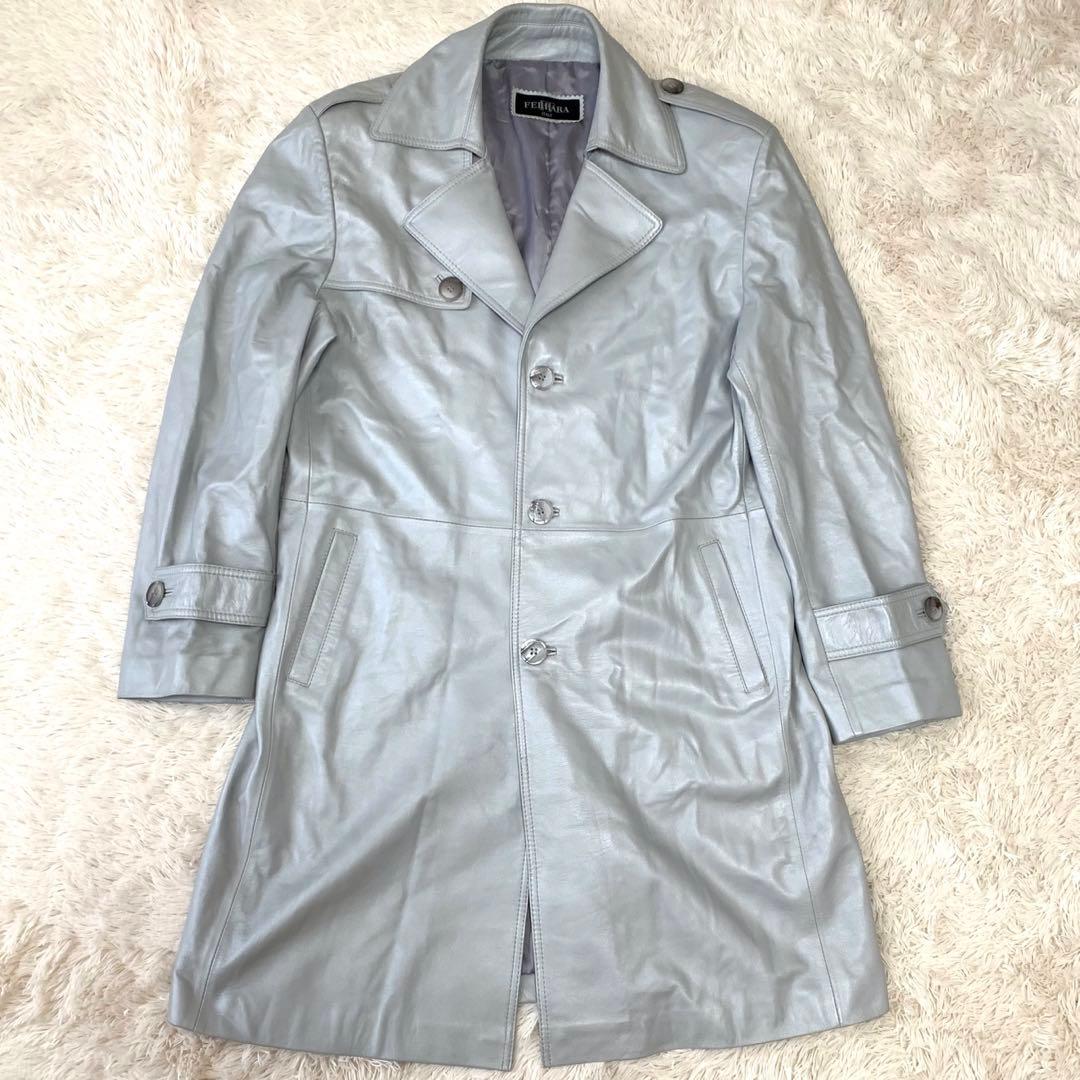 FERRARA ITALY ✨希少 良品✨ レザー トレンチコート グレー