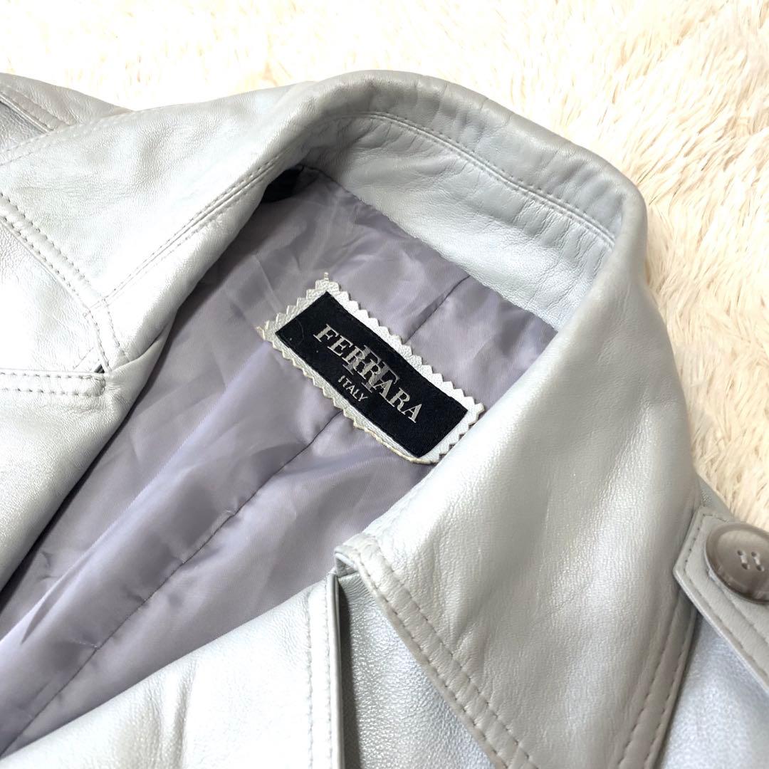 FERRARA ITALY ✨希少 良品✨ レザー トレンチコート グレー