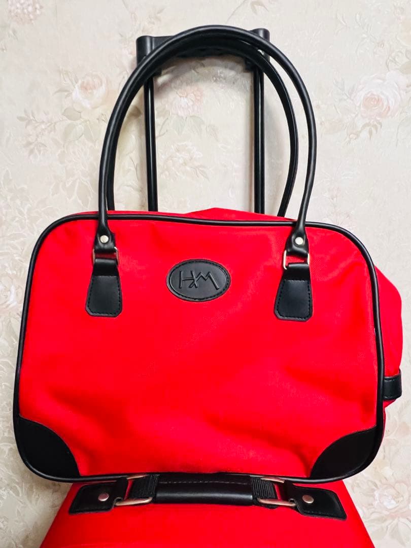 ハナエモリ キャリーバッグ&ボストンバック未使用品 森英恵 赤色 2点セット
