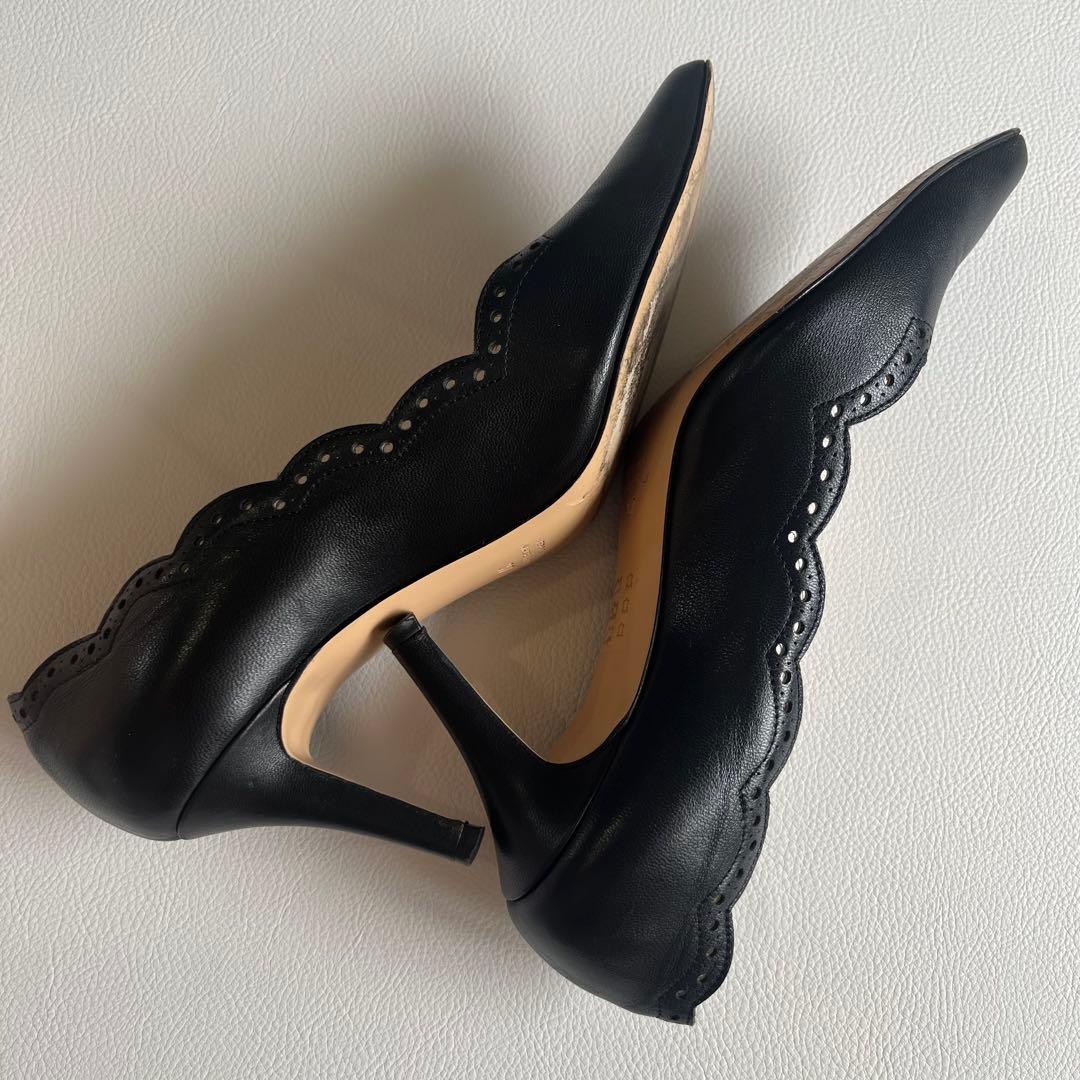 美品　ネブローニ　スカラップ パンチング　レザー　パンプス　レース　ヒール　24