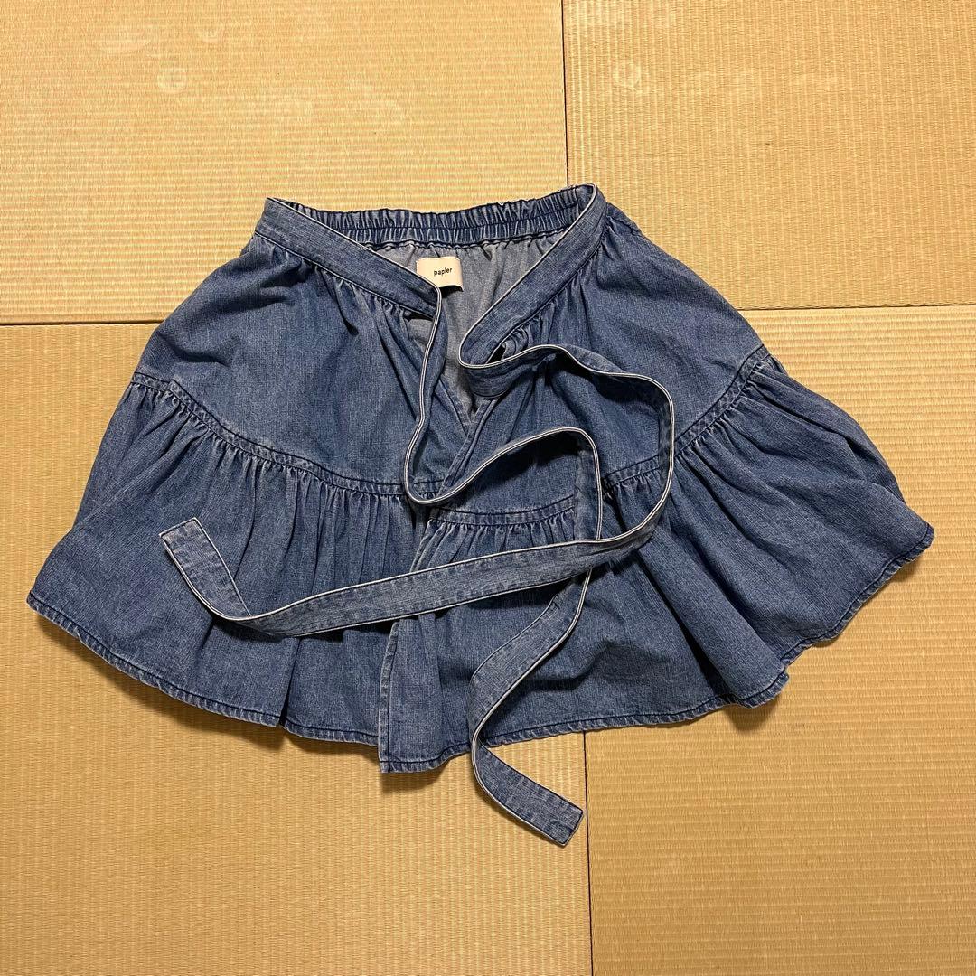 年越セール 美品 papier Denimenfantwrapped skirt