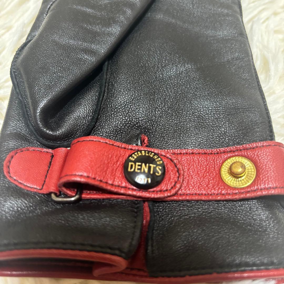 【箱有り】Dents デンツ　カシミヤレザーグローブ　手袋　ブラック　レッド