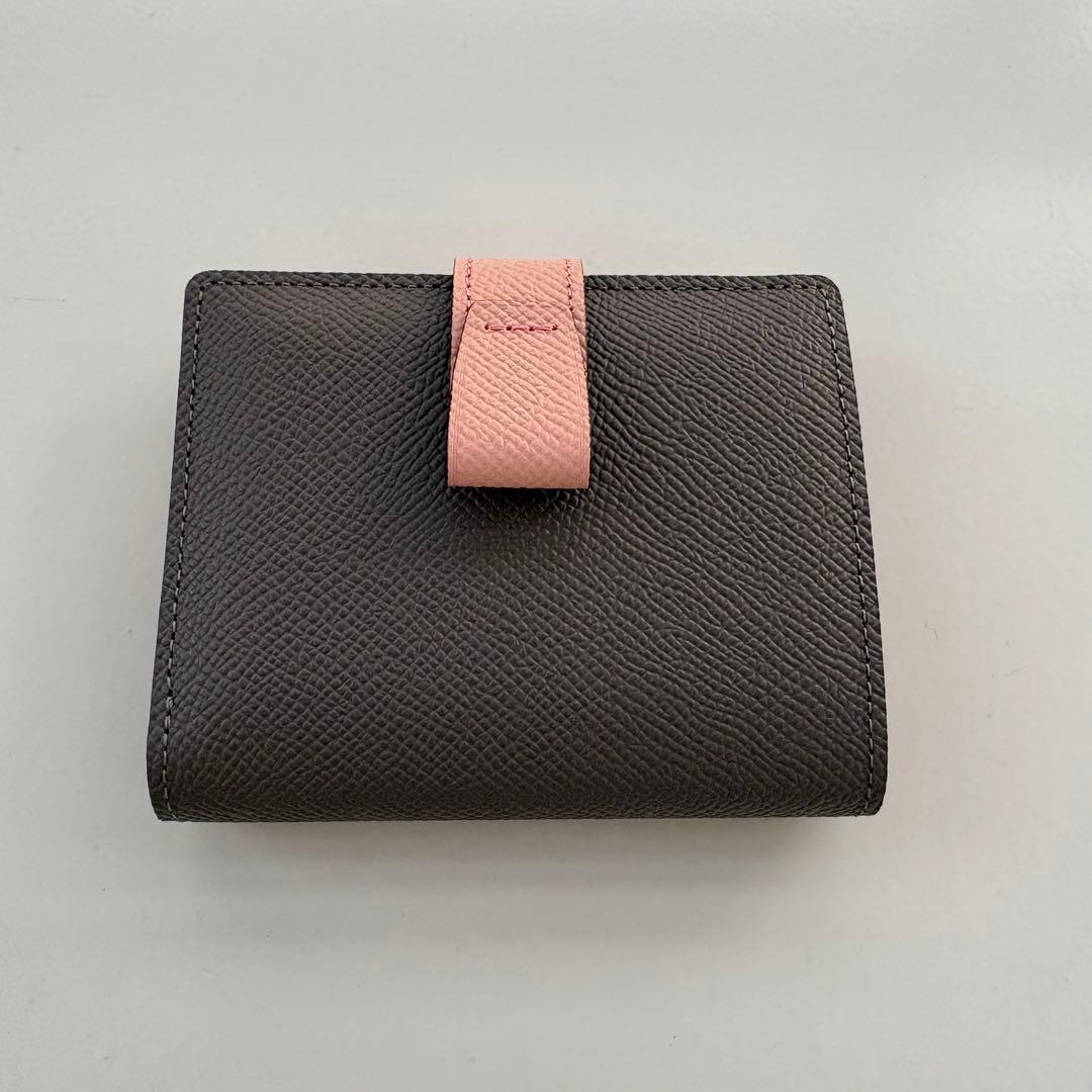 【限定カラー】noble 二つ折りウォレット グレー×サクラピンク