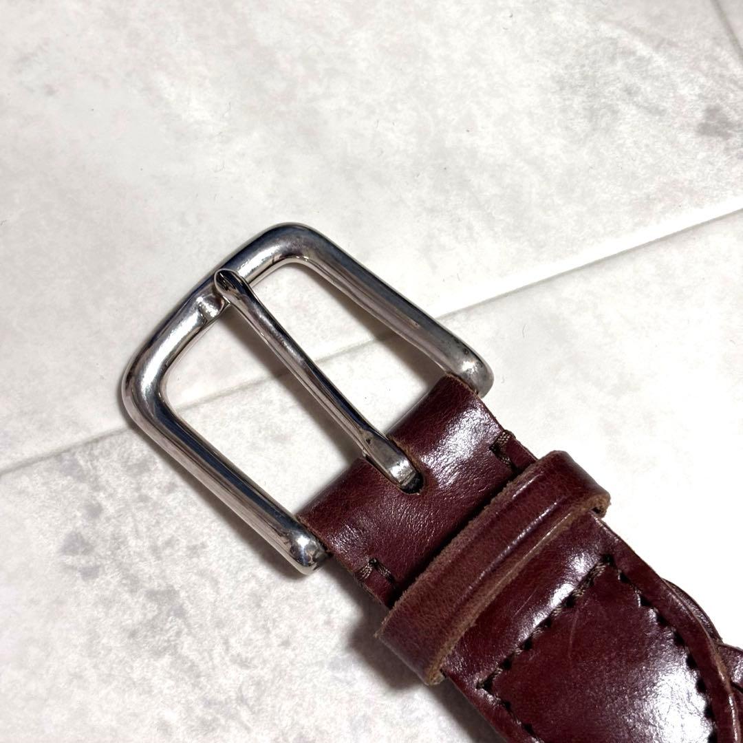 【美品】ホワイトハウスコックス レザーメッシュベルト 30/75 幅3.2