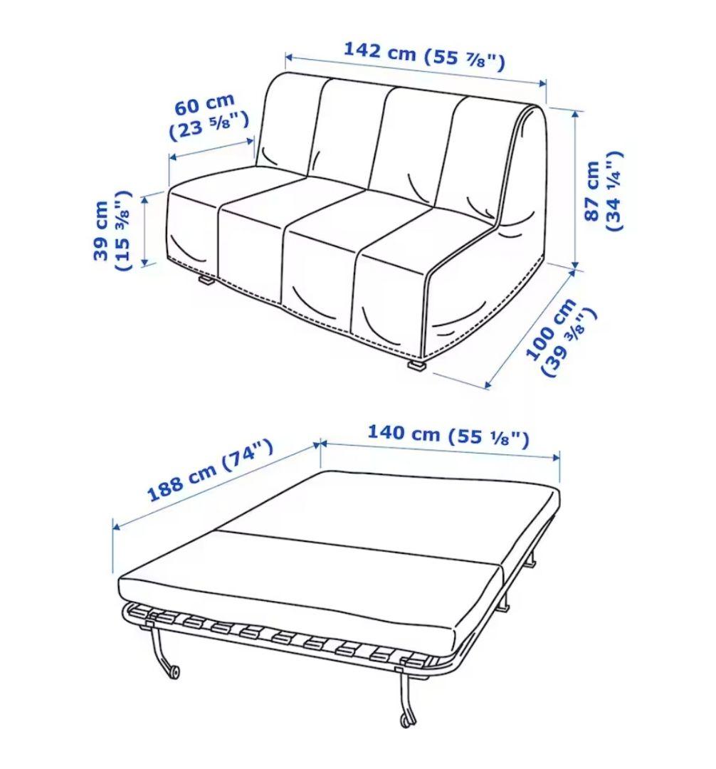 IKEA イケア LYCKSELE リクセーレ ソファ ベッド セミダブル