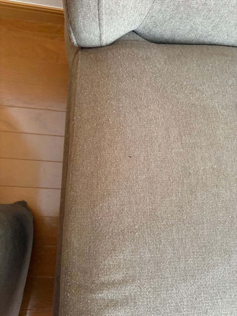 クッション付き　ソファー　3人掛け　茶色　布張り