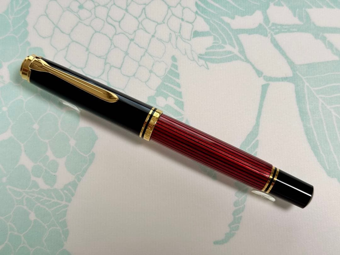 【美品】 ペリカン M800 ボルドー 透け縞 18K F 筆記・動作確認済