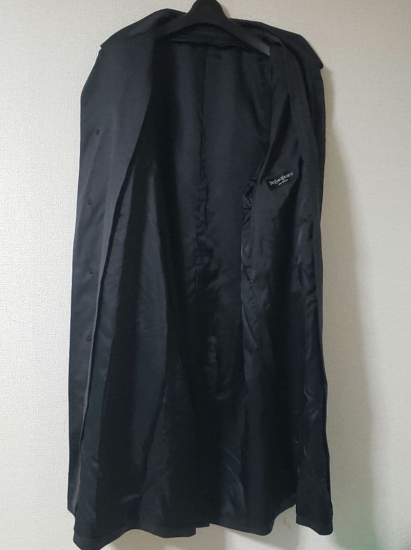 イヴ・サンローラン　ダークグレーステンカラーコート絹毛混　極美品　オンワード樫山