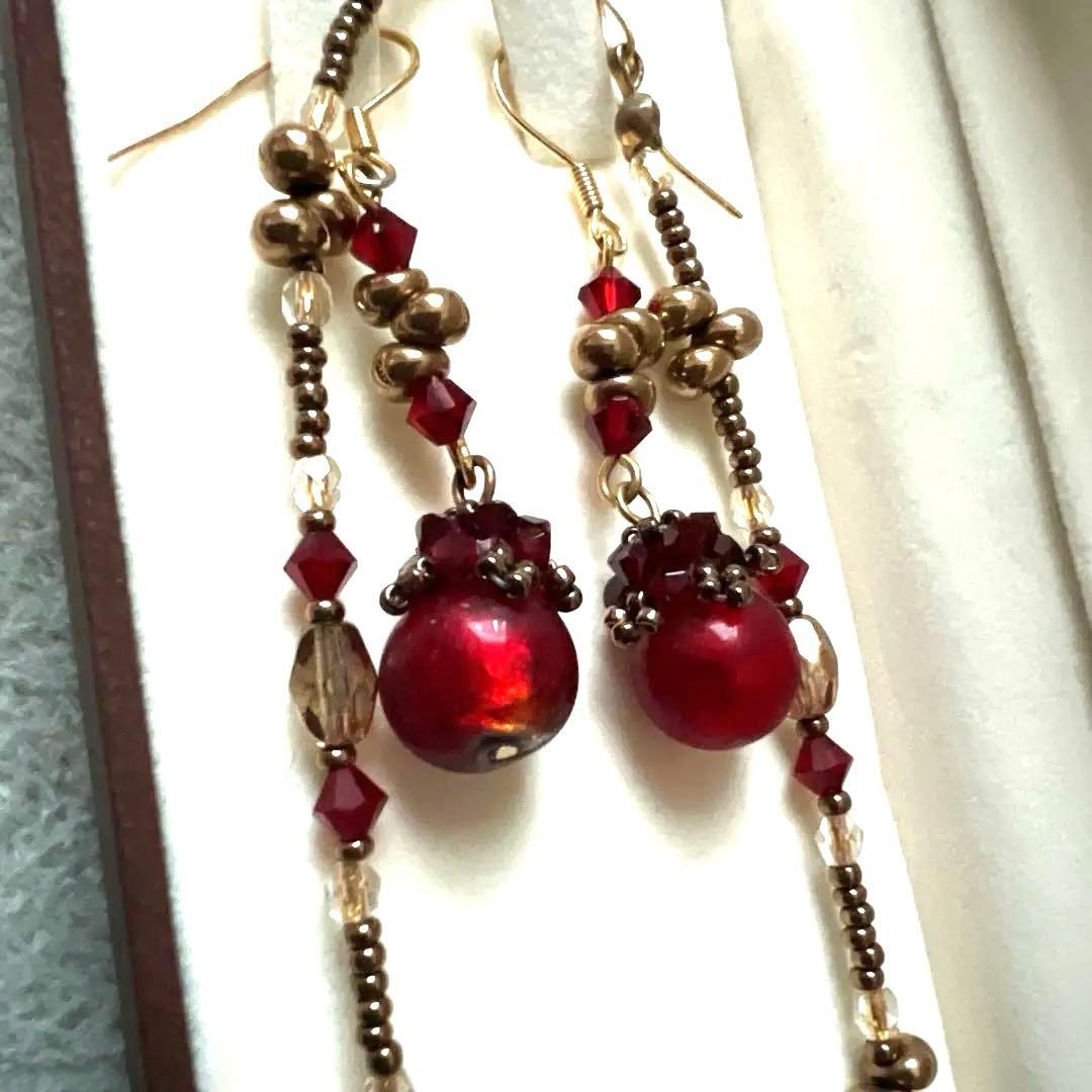 #ベネチアンガラス#アンティーク風#ネックレス#ピアス#イタリア製
