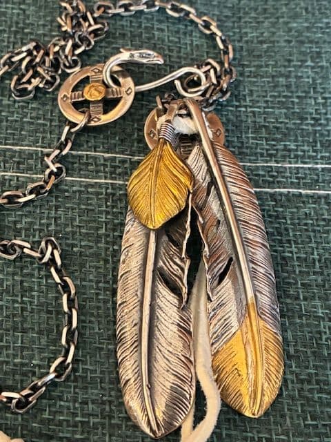 ゴローズ　先金特大フェザー＋上金特大フェザー＋SVホイール＋ビーズ＋細角チェーン