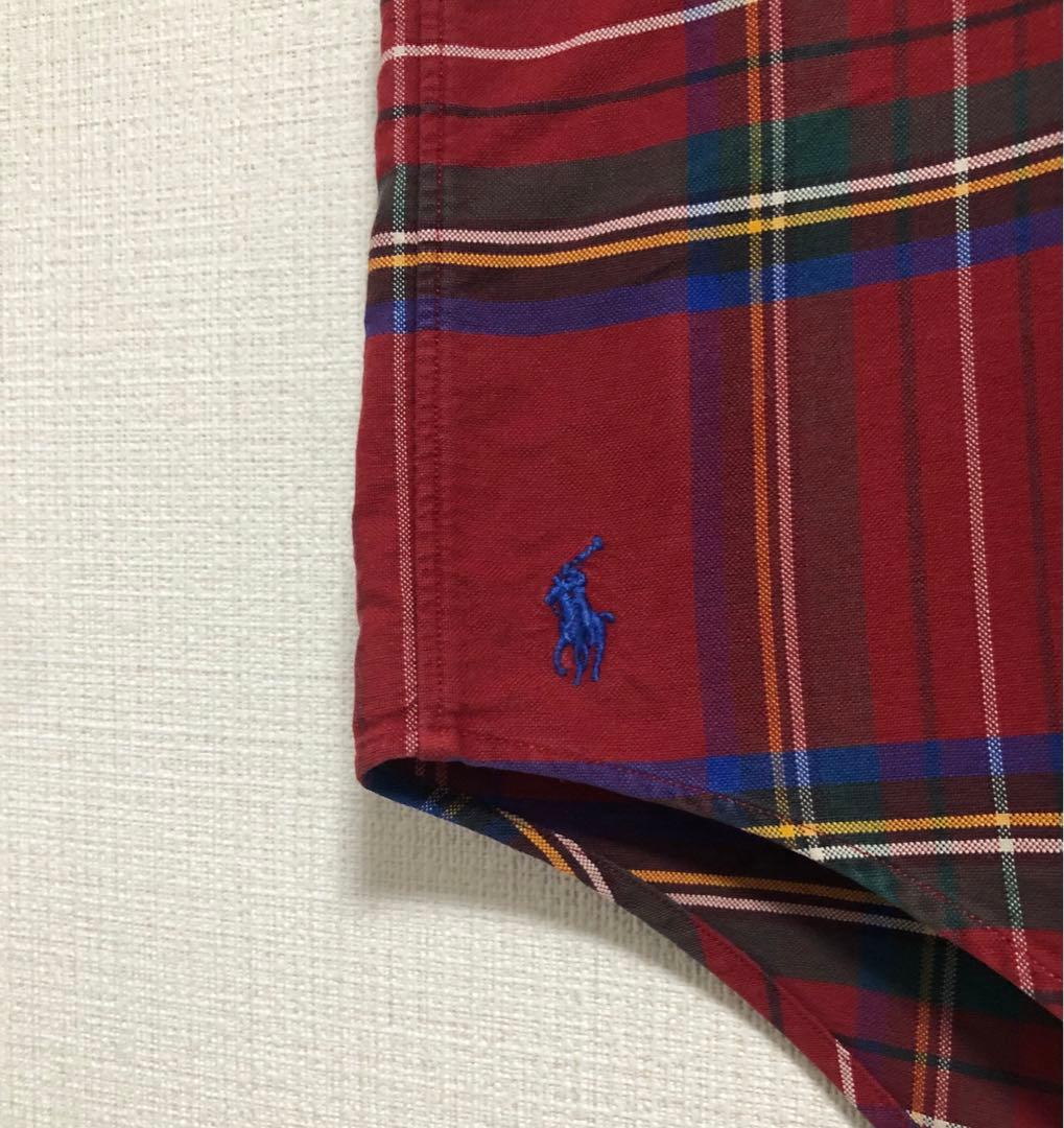 90s ポロ ラルフローレン BIG OXFORD ビッグ シャツ チェック開襟