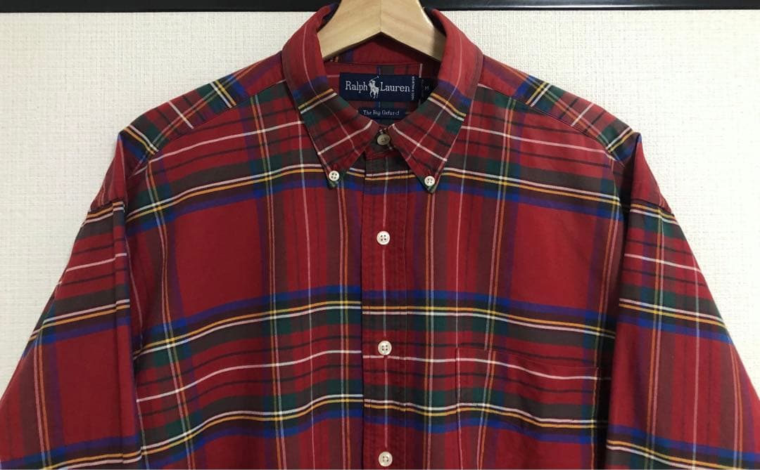 90s ポロ ラルフローレン BIG OXFORD ビッグ シャツ チェック開襟