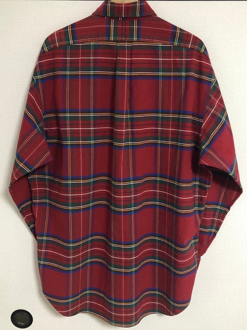 90s ポロ ラルフローレン BIG OXFORD ビッグ シャツ チェック開襟