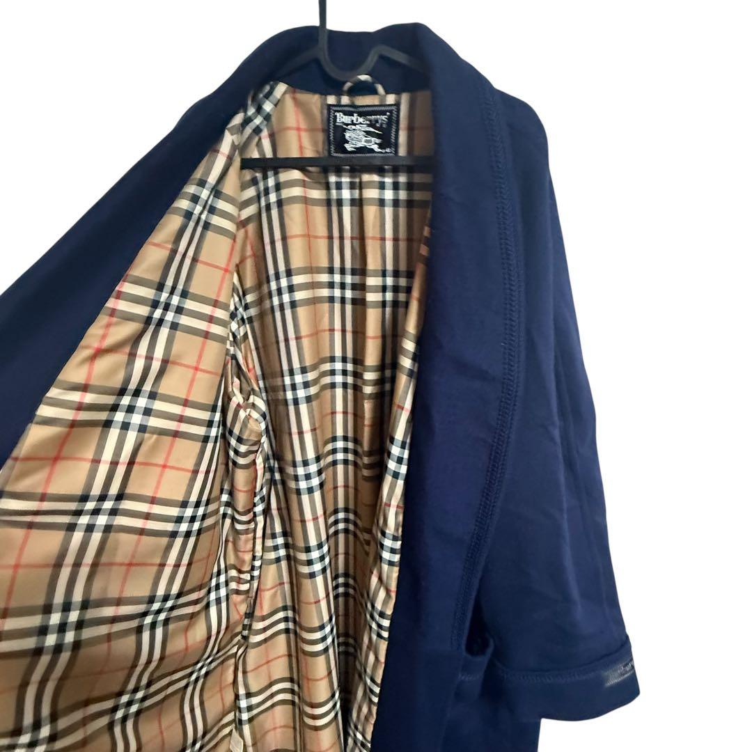 BURBERRY ガウンコート ノバチェック カシミヤ混 ネイビー XL
