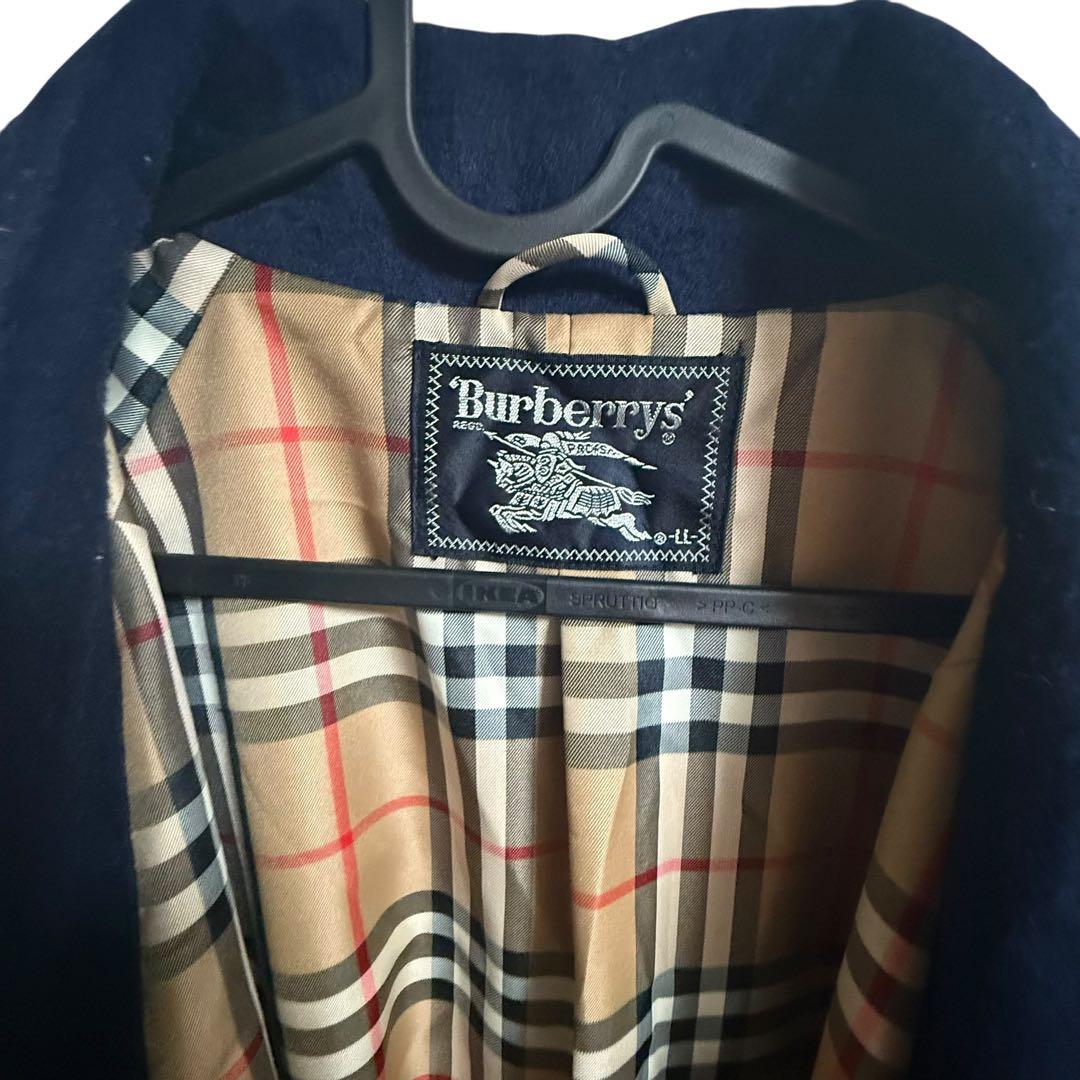 BURBERRY ガウンコート ノバチェック カシミヤ混 ネイビー XL