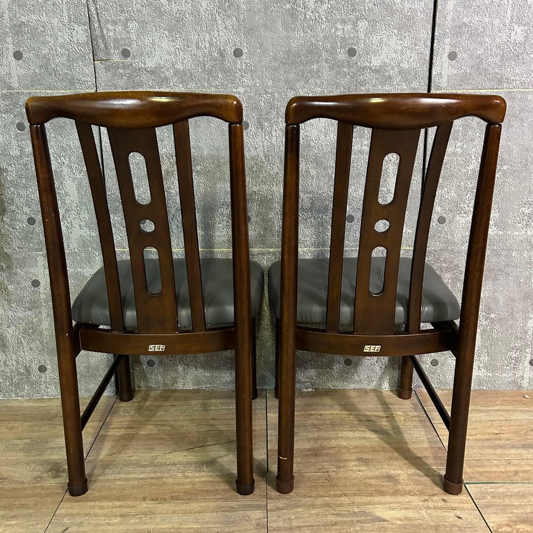 ꧁SEF家具꧂ダイニングテーブル&レザーチェア4脚セット