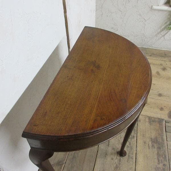 イギリス アンティーク 家具 コンソールテーブル ハーフムーン 猫脚 6133e