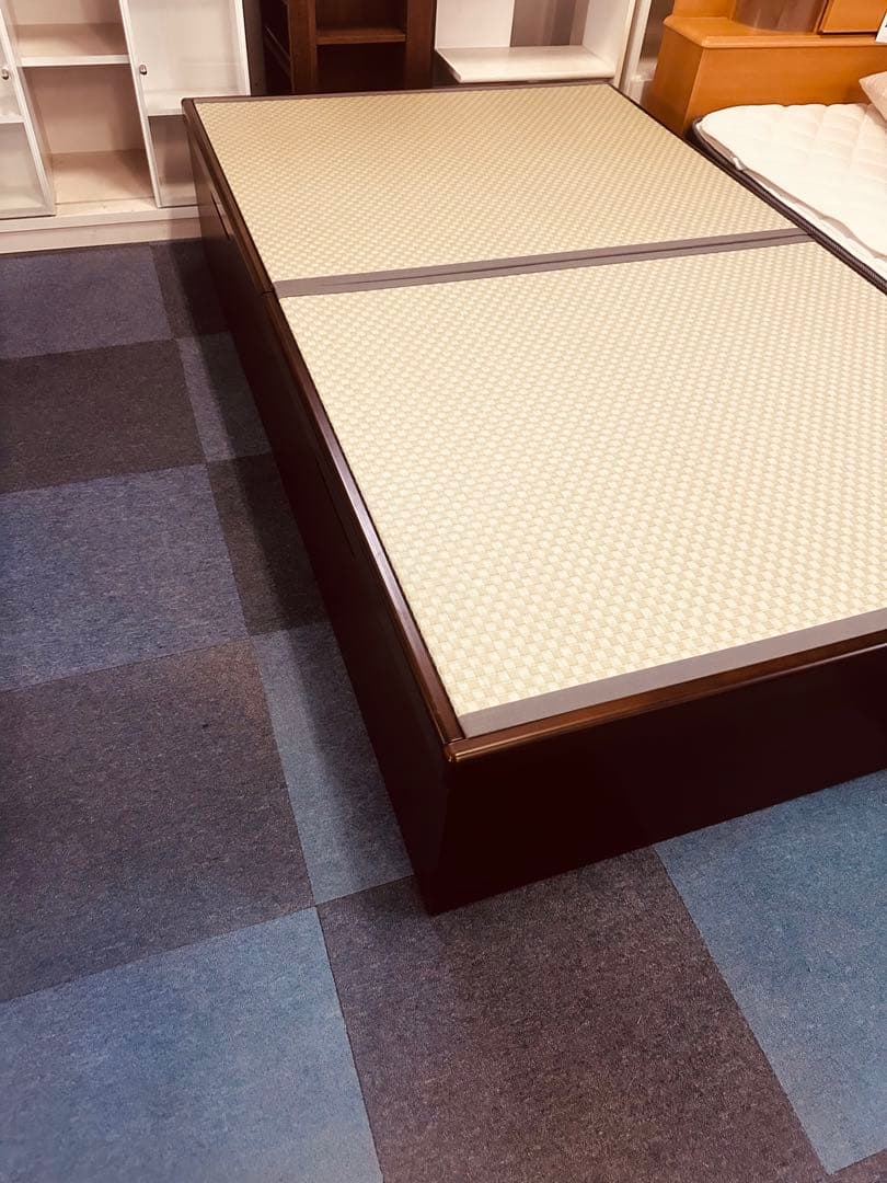 収納付きセミダブルベッド ダークブラウン