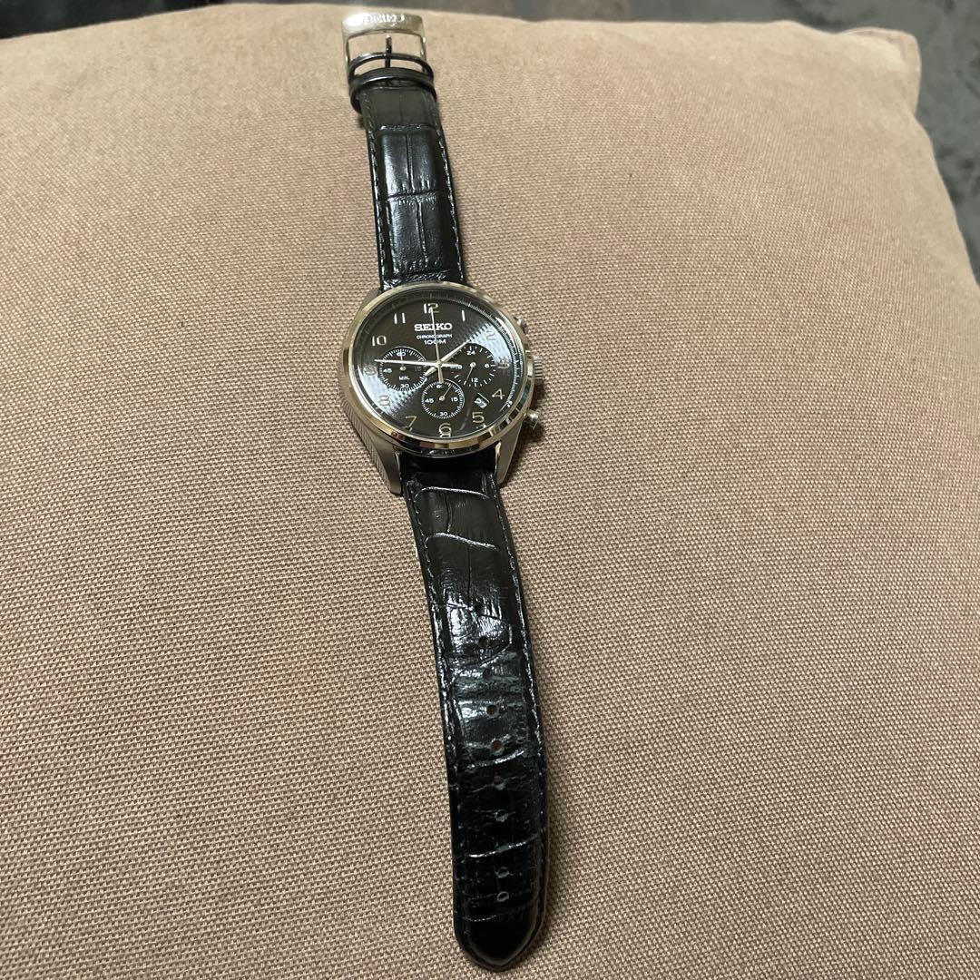 SEIKO クロノグラフクオーツ レザーベルト 腕時計