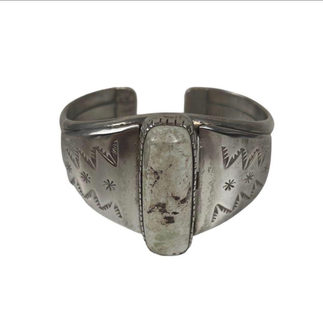 NAVAJO LB刻印 カラーストーンシルバーバングル sterling 太め
