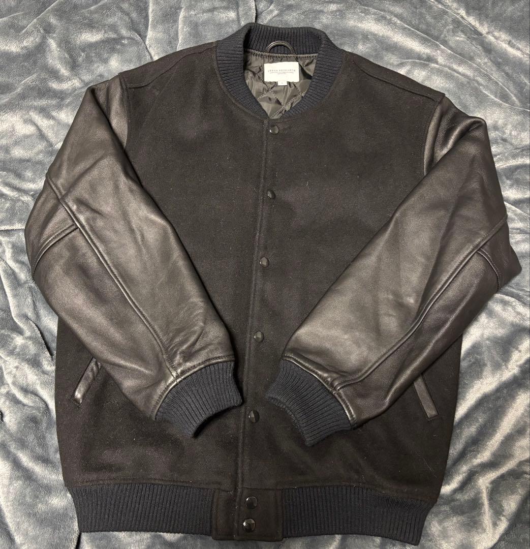 値下げブラック ウール レザー スタジャン