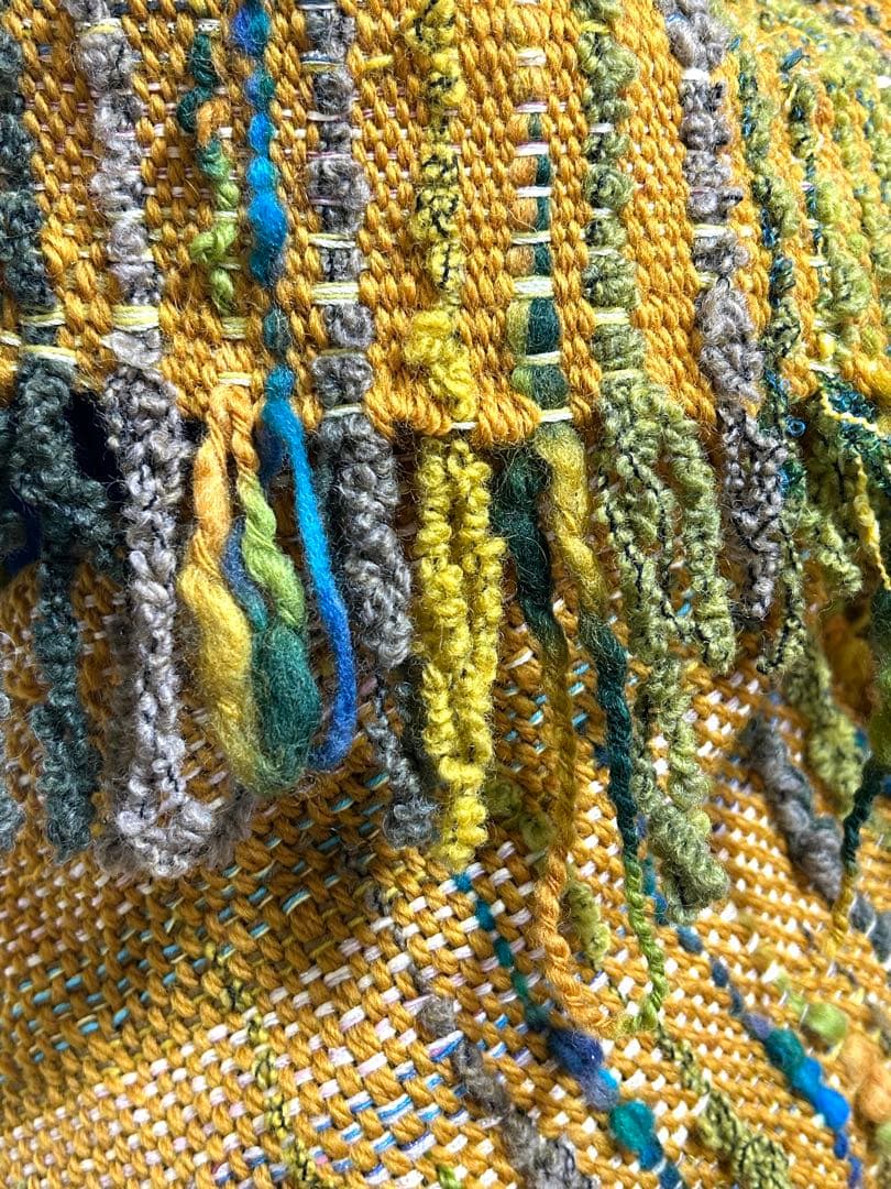 手織りショールストール　幅37cm+横フリンジ10cm長さ230cm+フリンジ