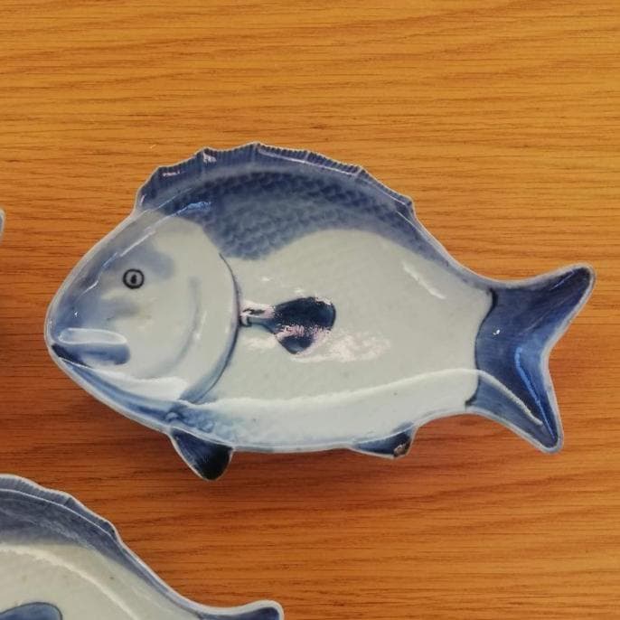 古伊万里 染付 魚型皿 5客