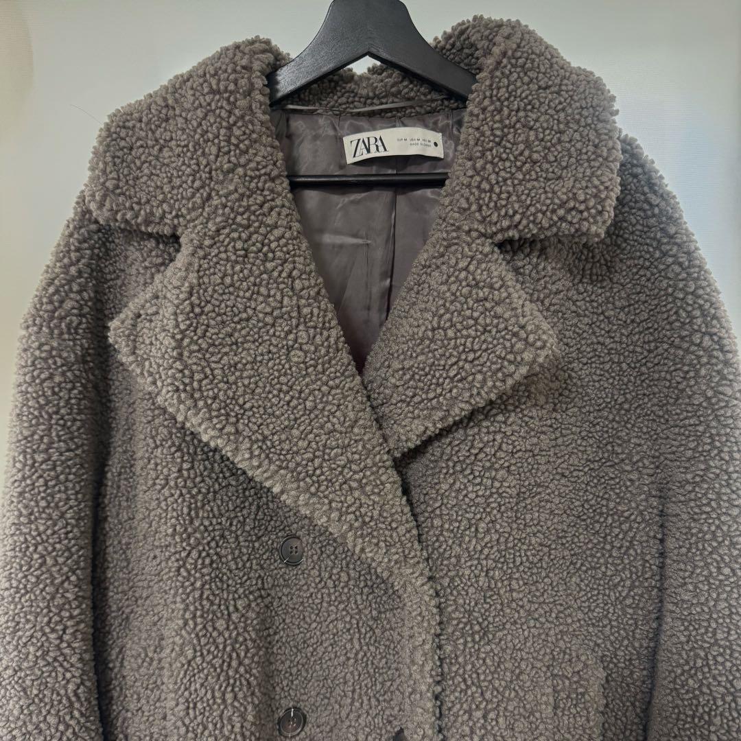 完売品　ZARA ダブルブレスト　フェイクボアコート　テディベア