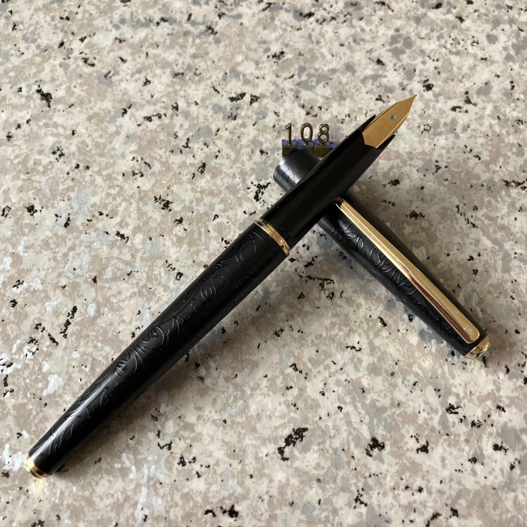 #108 オーバーホール済み 万年筆 プラチナ PLATINUM 唐草 18k
