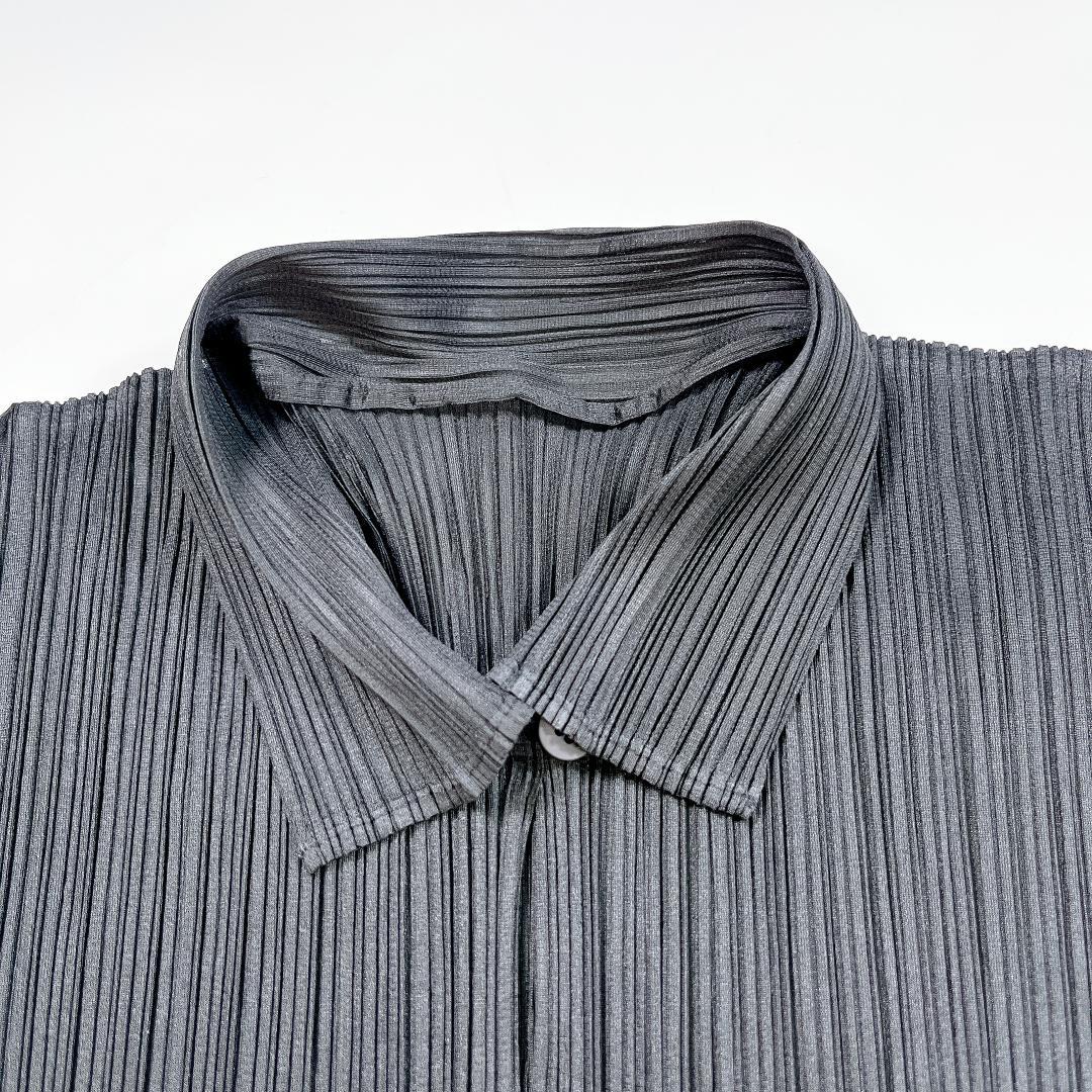 美品 イッセイミヤケ プリーツプリーズ 半袖 ブラウス シャツ 4 XL 黒