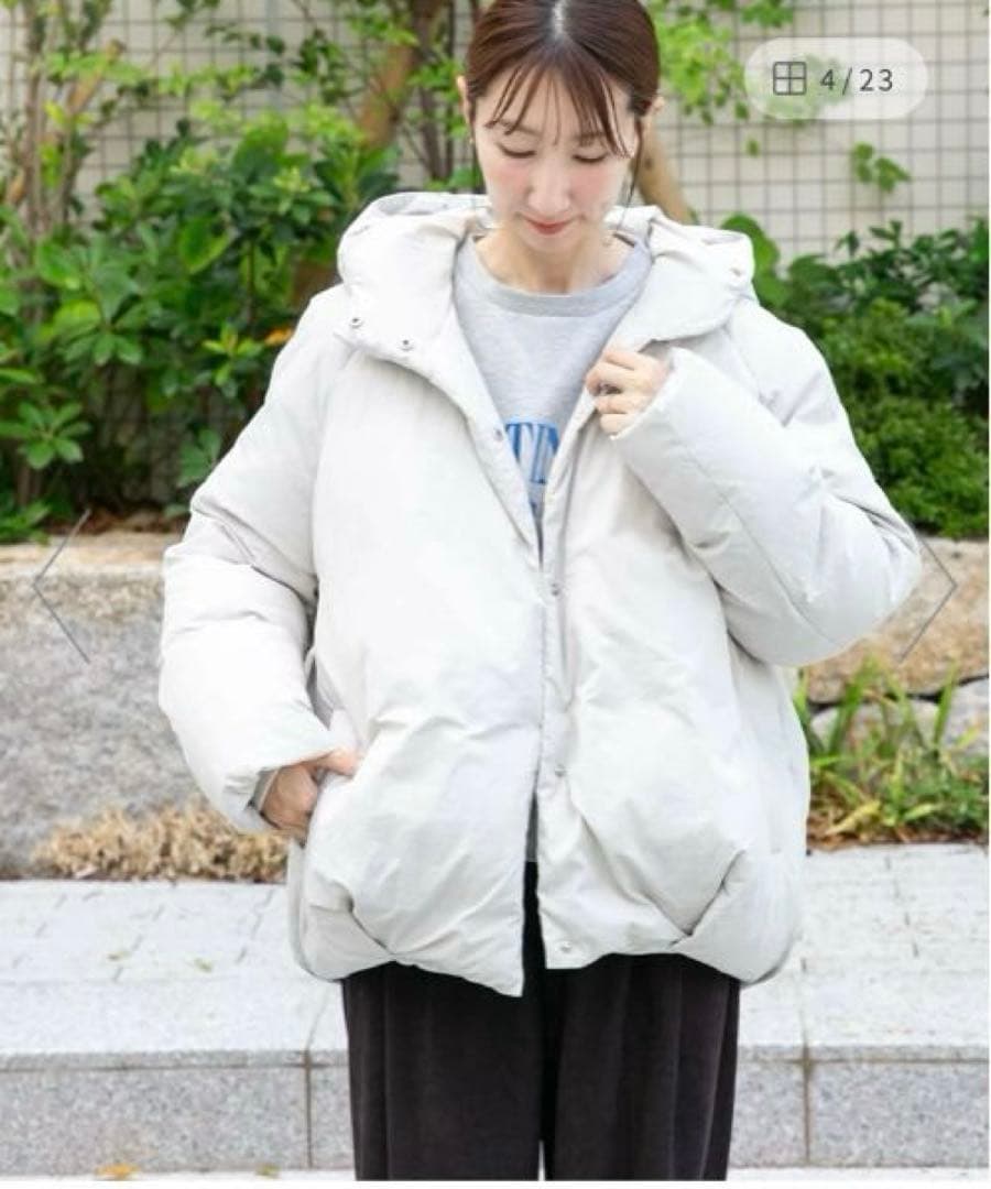 アイテムズ　アーバンリサーチ　GREENDOWN コクーンフードジャケット