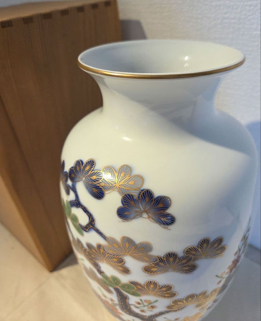 【新品】深川製磁 花瓶 磁器 花生け 花器 宮内庁御用達 木箱入り