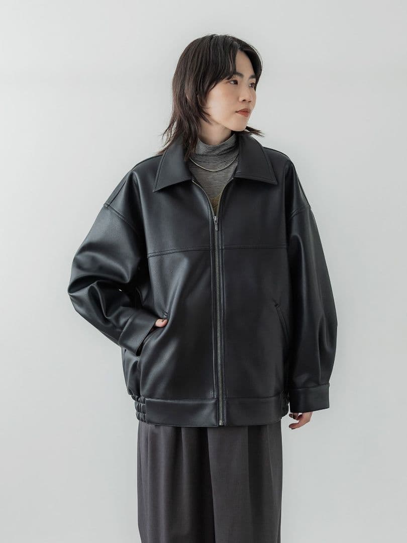 crewre クルーレ フェイクレザージップブルゾン ブラック　サイズ2