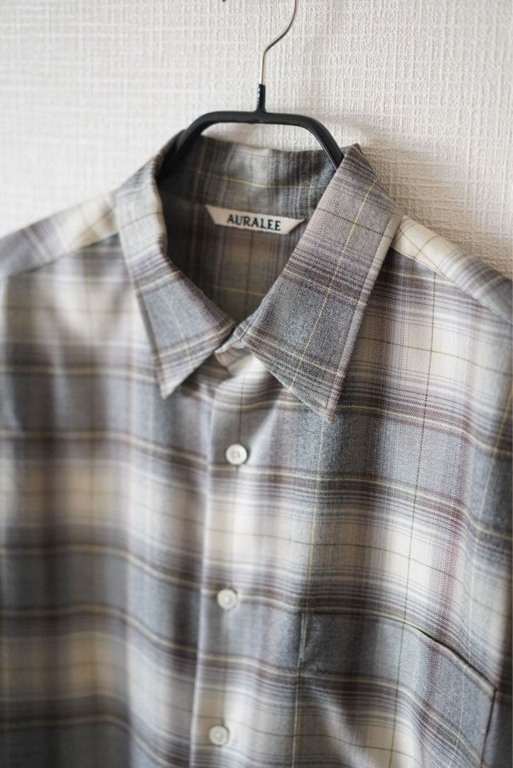 オーラリー SUPER LIGHT WOOL CHECK SHIRTS