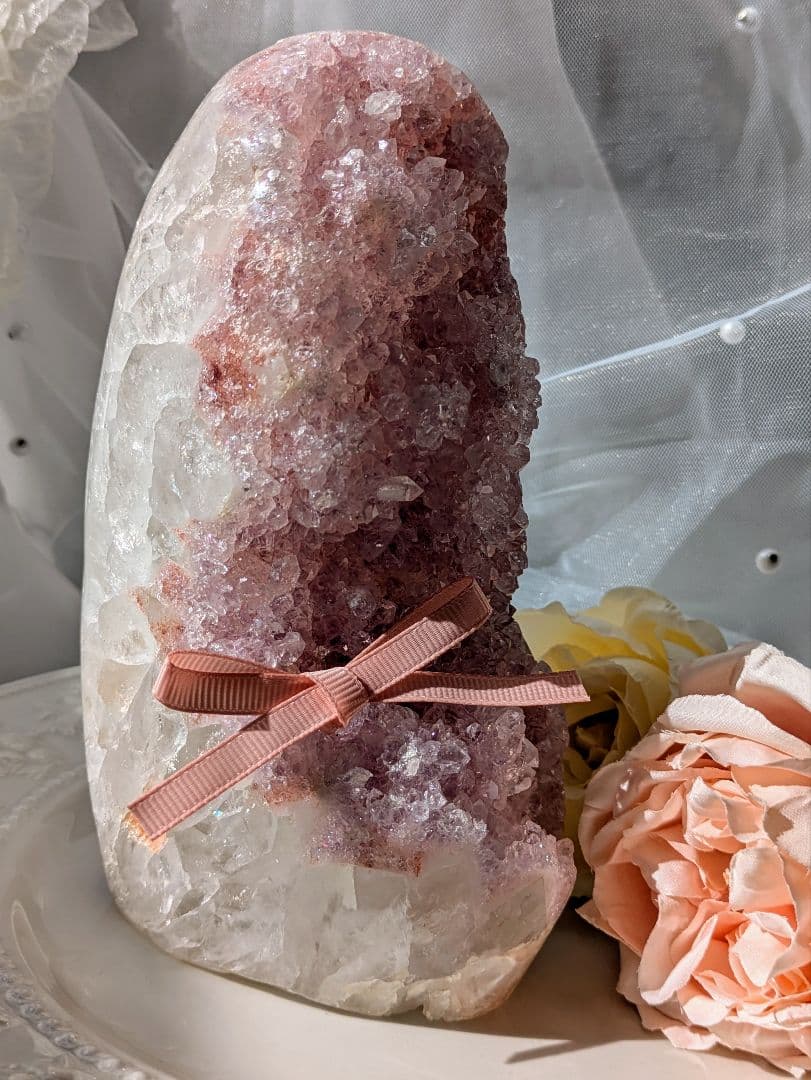 希少　高品質　♡ピンクアメジスト♡　瑪瑙　タワー　花　ピンク　天然石