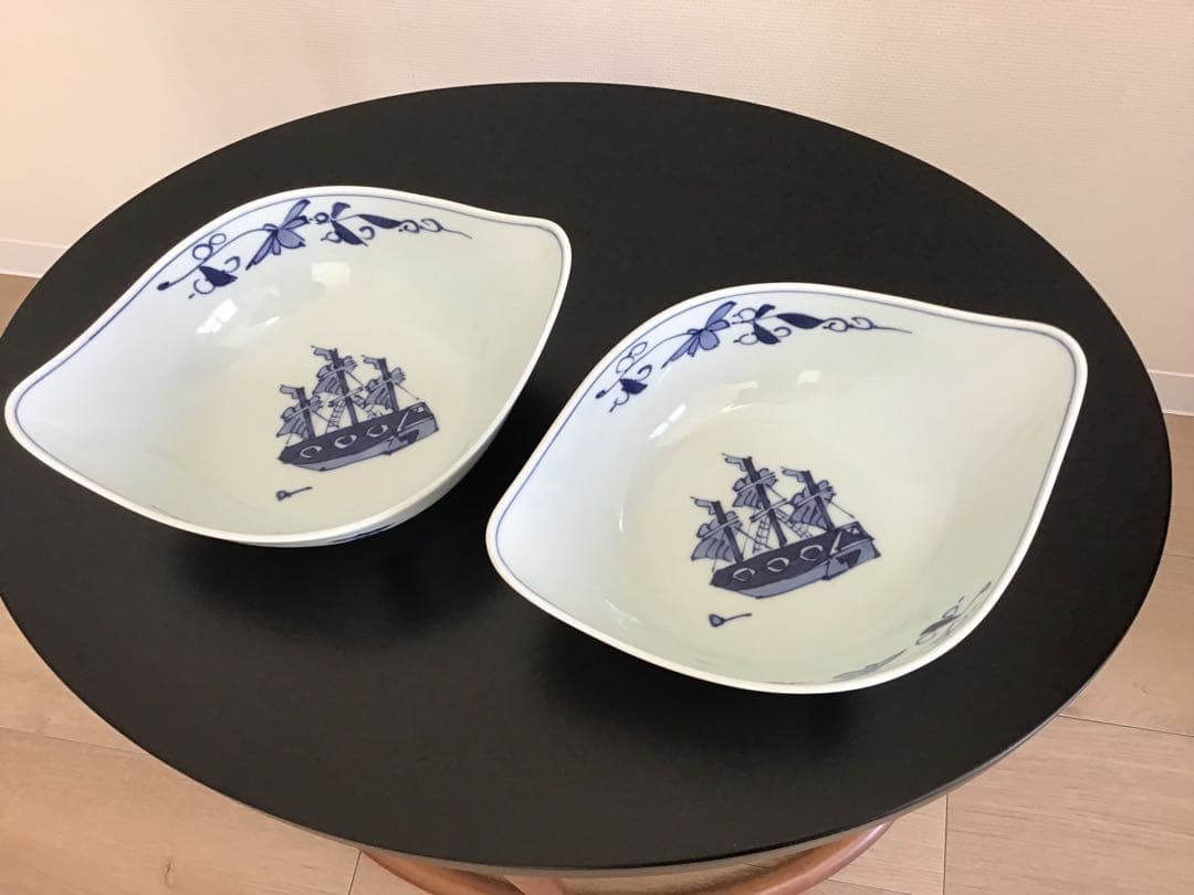有田焼しん窯 青花　舟型大鉢2 小楕円2