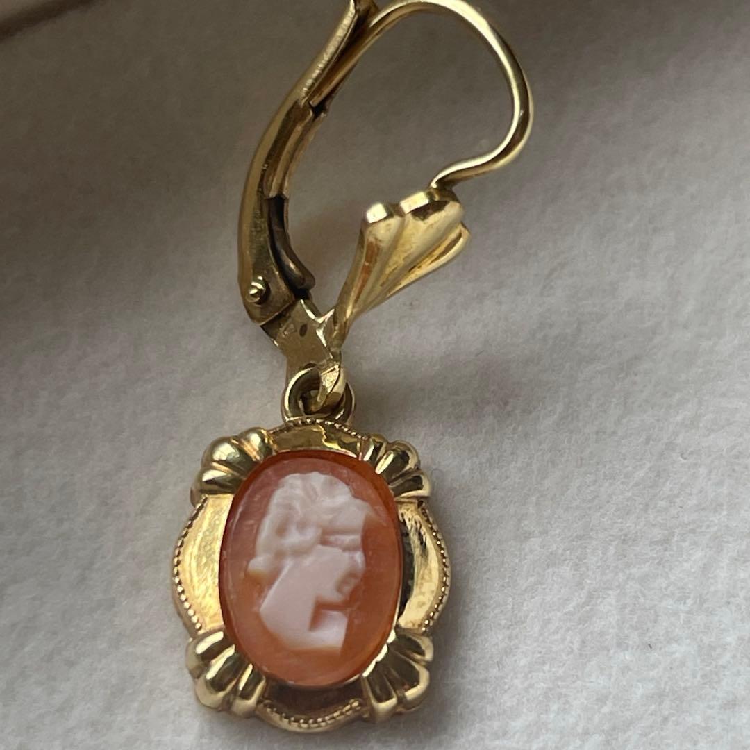 【美品】イギリス製 シェルカメオ ピアス アンティーク カメオピアス
