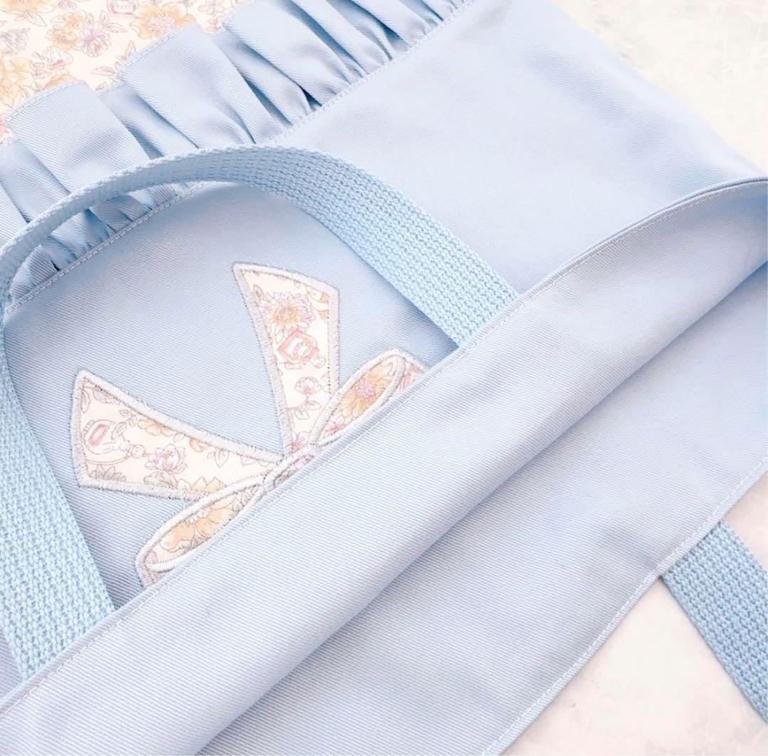 【完成品】 入園入学 レッスンバッグ 女の子 花柄 リボン フリル ピンク 名前