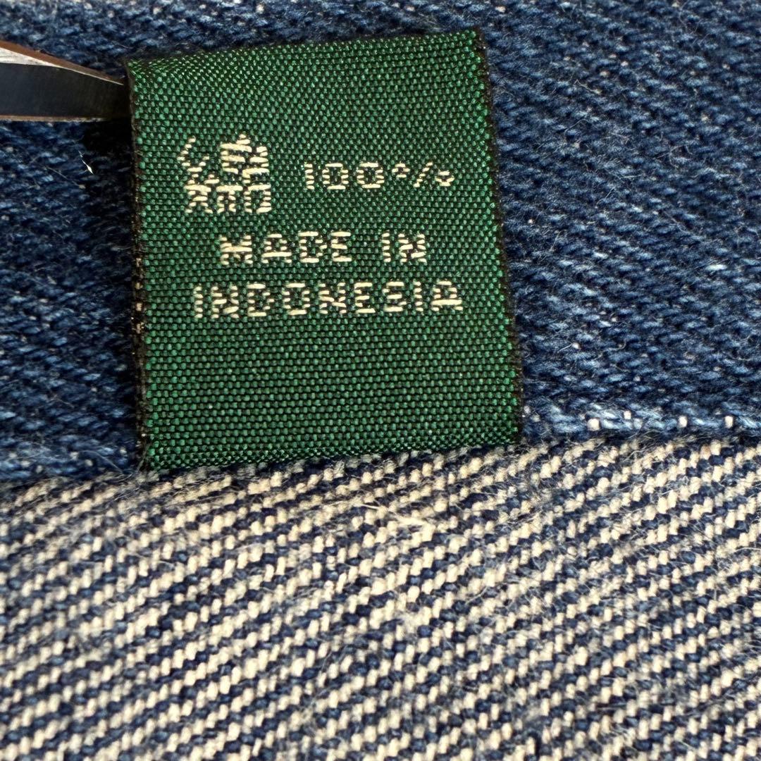 90s ラルフローレン デニムシャツ 長袖 赤ポニー 刺繍ロゴ M ヴィンテージ