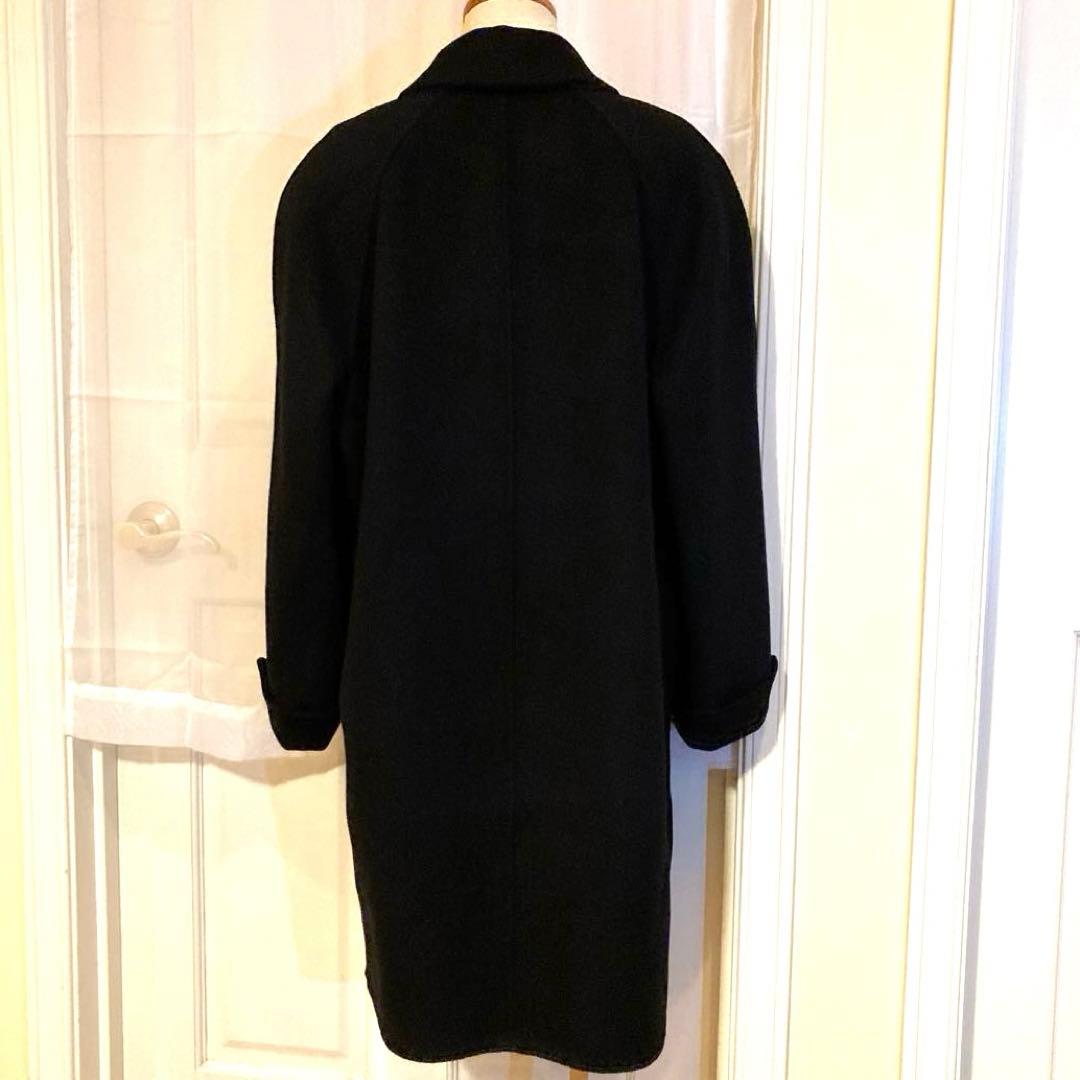 Aquascutumアクアスキュータム黒ブラックカシミヤ100%チェスターコート