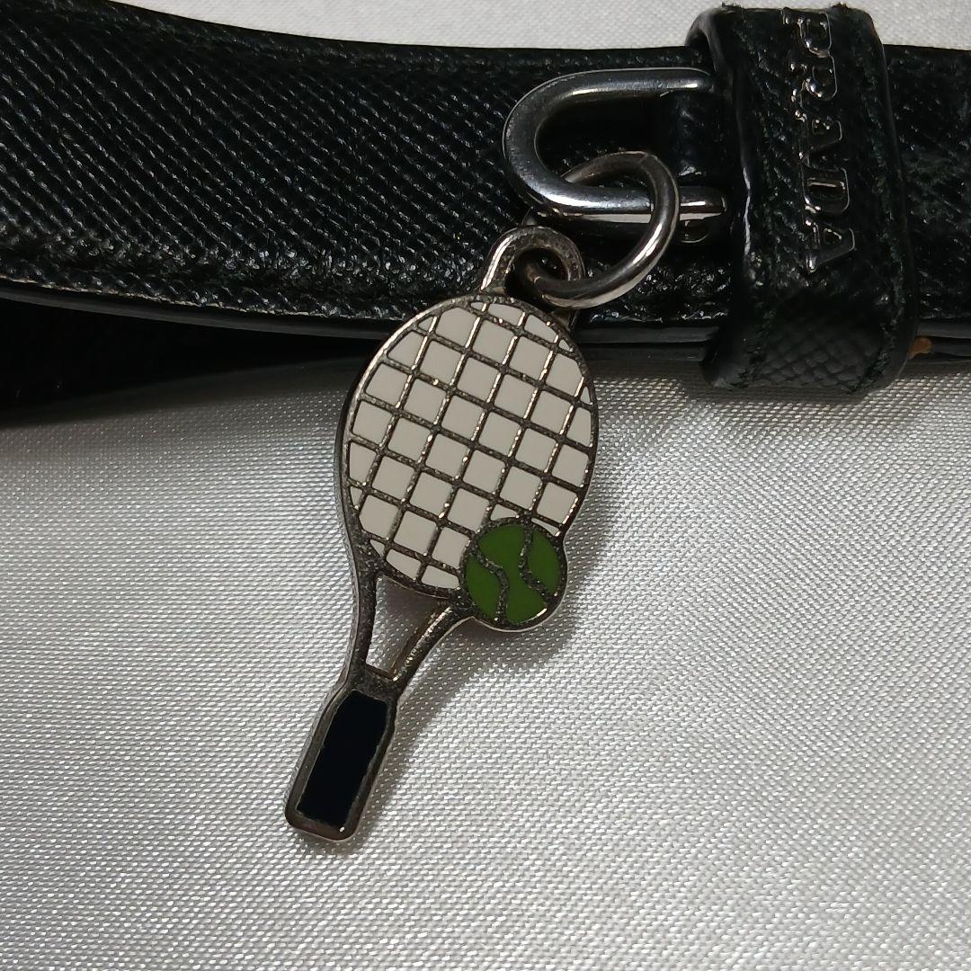 専用【PRADA】キーホルダー サフィアーノレザー テニスラケット 黒