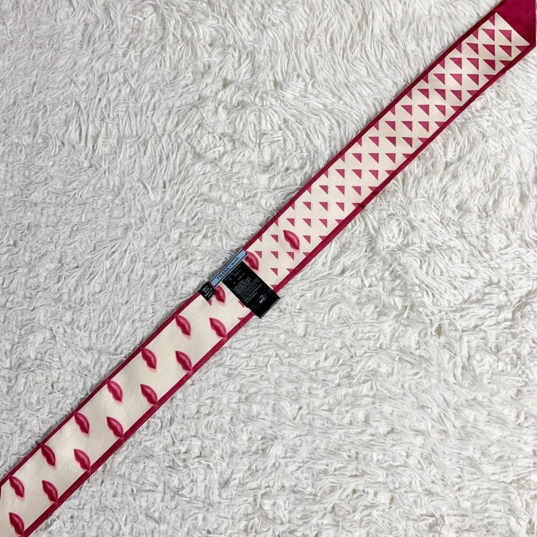 現行モデル✨　PRADA　プラダ　プリントシルクツイル　スキニースカーフ　リップ