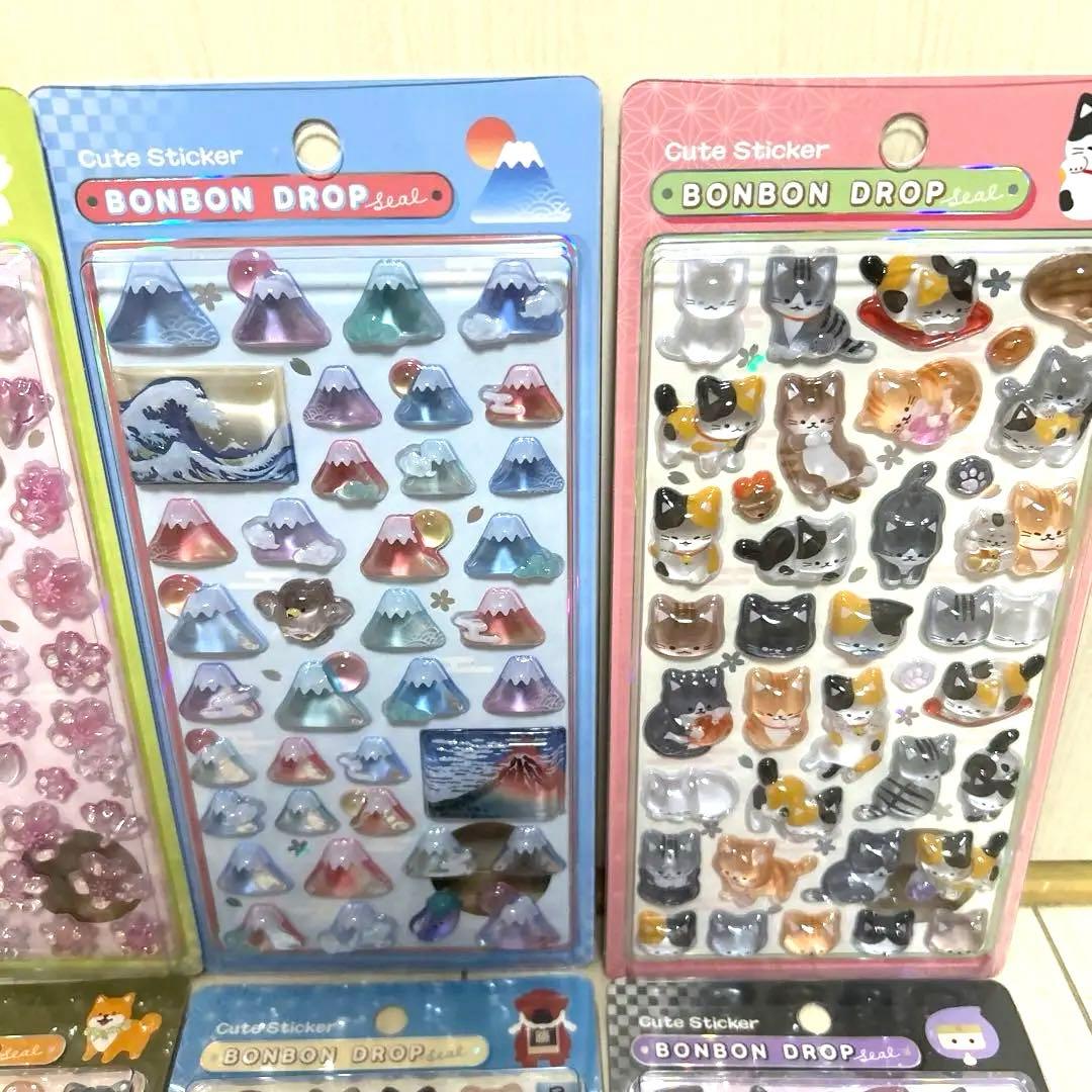 新品！ボンボンドロップシール　和柄　8枚セット