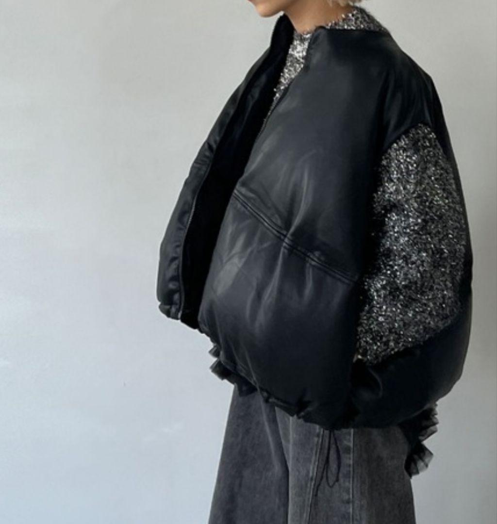 chuclla PUレザー サークルダウンベスト M ブラック